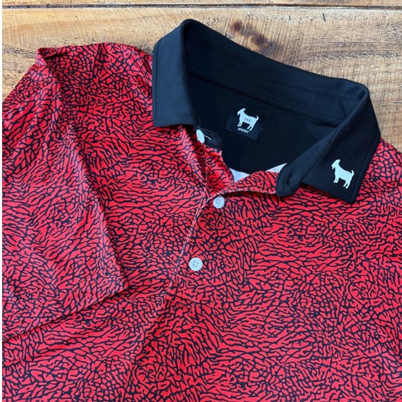 Goated Golf Other - Goated Golf Mens Red EP Red Black Goat Athletic Golf Polo Shirt‎ Size 2XL